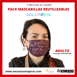 A4Pack 35 uds. Mascarillas higiénicas reutilizables lavables 25 ciclos 3 capas - Adultos 7 colores