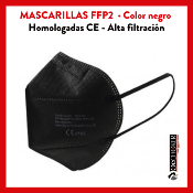 A0 Pack  500 uds. Mascarillas NEGRAS protección FFP2 CE·  Seguridad Control de riesgo biológico COVID19