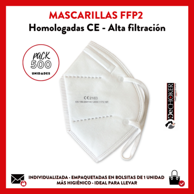 A1 Pack 500 uds. Mascarillas protección FFP2 ·  Seguridad Control de riesgo biológico COVID19